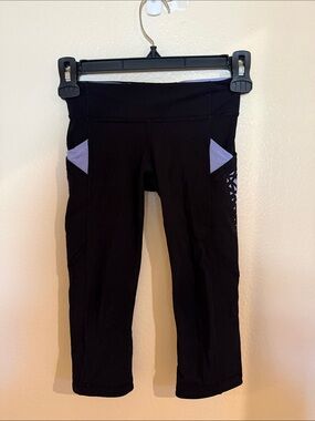 Ivivva Black Leggings with Light Purple Lining